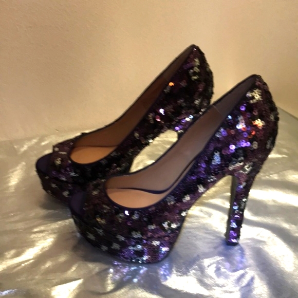 Betsy Johnson Multi Color Shimmer Sequence 7M 5” Heel - Picture 10 of 13